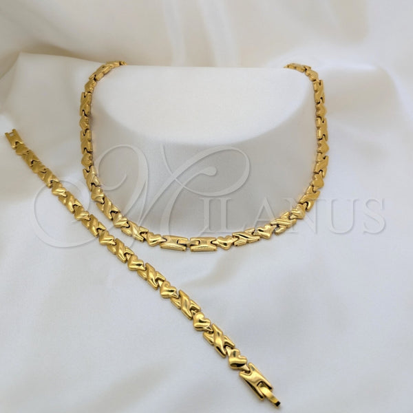 Collar y Pulsera 06.116.0124 Acero Inoxidable, Pulido, Tono Dorado