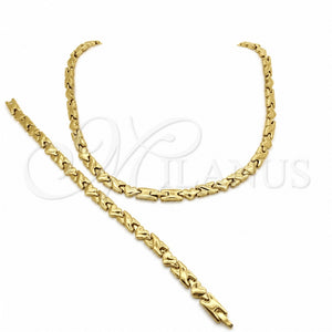 Collar y Pulsera 06.116.0124 Acero Inoxidable, Pulido, Tono Dorado