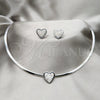Collar y Dije 06.116.0126 Acero Inoxidable, Diseño de Corazón, con Blanca Cristal, Pulido, Rodinado