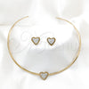 Collar y Dije 06.116.0126.1 Acero Inoxidable, Diseño de Corazón, con Blanca Cristal, Pulido, Rodinado