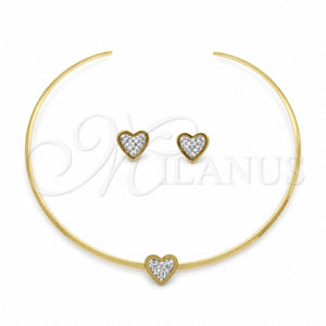 Collar y Dije 06.116.0126.1 Acero Inoxidable, Diseño de Corazón, con Blanca Cristal, Pulido, Rodinado