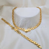 Collar y Pulsera 06.116.0131 Acero Inoxidable, Diseño de Amor, Pulido, Tono Dorado