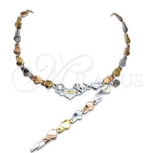 Collar y Pulsera 06.116.0132 Acero Inoxidable, Diseño de Corazón, Pulido, Tres Tonos