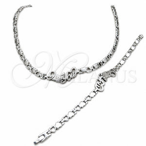 Collar y Pulsera 06.116.0138 Acero Inoxidable, Diseño de Corazón y Amor, Pulido, Rodinado