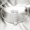 Collar y Dije 06.116.0141 Acero Inoxidable, Diseño de Corazón, con Cristal Blanca, Pulido, Rodinado