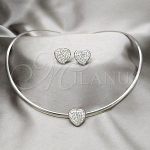 Collar y Dije 06.116.0141 Acero Inoxidable, Diseño de Corazón, con Blanca Cristal, Pulido, Rodinado
