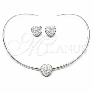 Collar y Dije 06.116.0141 Acero Inoxidable, Diseño de Corazón, con Cristal Blanca, Pulido, Rodinado