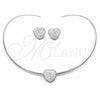 Collar y Dije 06.116.0141 Acero Inoxidable, Diseño de Corazón, con Cristal Blanca, Pulido, Rodinado