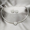 Collar y Dije 06.116.0141 Acero Inoxidable, Diseño de Corazón, con Blanca Cristal, Pulido, Rodinado