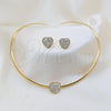 Collar y Dije 06.116.0141.1 Acero Inoxidable, Diseño de Corazón, con Cristal Blanca, Pulido, Tono Dorado