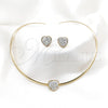 Collar y Dije 06.116.0141.1 Acero Inoxidable, Diseño de Corazón, con Blanca Cristal, Pulido, Tono Dorado