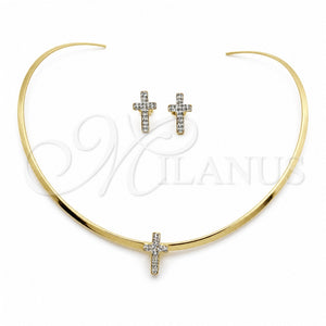 Collar y Dije 06.116.0142.1 Acero Inoxidable, Diseño de Cruz, Pulido, Tono Dorado