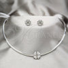 Collar y Dije 06.116.0143 Acero Inoxidable, Diseño de Trébol de Cuatro Hojas, con Cristal Blanca, Pulido, Rodinado