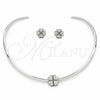 Collar y Dije 06.116.0143 Acero Inoxidable, Diseño de Trébol de Cuatro Hojas, con Cristal Blanca, Pulido, Rodinado