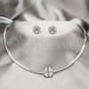 Collar y Dije 06.116.0143 Acero Inoxidable, Diseño de Trébol de Cuatro Hojas, con Blanca Cristal, Pulido, Rodinado