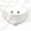 Collar y Dije 06.116.0143.1 Acero Inoxidable, Diseño de Trébol de Cuatro Hojas, con Blanca Cristal, Pulido, Tono Dorado