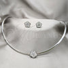 Collar y Dije 06.116.0144 Acero Inoxidable, Diseño de Flor, con Cristal Blanca, Pulido, Rodinado