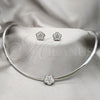 Collar y Dije 06.116.0144 Acero Inoxidable, Diseño de Flor, con Blanca Cristal, Pulido, Rodinado