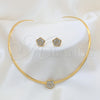 Collar y Dije 06.116.0144.1 Acero Inoxidable, Diseño de Flor, con Cristal Blanca, Pulido, Tono Dorado