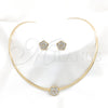 Collar y Dije 06.116.0144.1 Acero Inoxidable, Diseño de Flor, con Blanca Cristal, Pulido, Tono Dorado