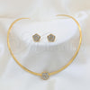 Collar y Dije 06.116.0144.1 Acero Inoxidable, Diseño de Flor, con Blanca Cristal, Pulido, Tono Dorado