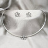 Collar y Dije 06.116.0145 Acero Inoxidable, Diseño de Flor, con Blanca Cristal, Pulido, Rodinado