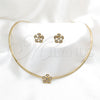 Collar y Dije 06.116.0145.1 Acero Inoxidable, Diseño de Flor, con Blanca Cristal, Pulido, Tono Dorado
