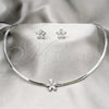 Collar y Dije 06.116.0146 Acero Inoxidable, Diseño de Flor, con Blanca Cristal, Pulido, Rodinado