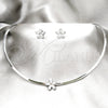 Collar y Dije 06.116.0146 Acero Inoxidable, Diseño de Flor, con Blanca Cristal, Pulido, Rodinado