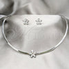 Collar y Dije 06.116.0146 Acero Inoxidable, Diseño de Flor, con Blanca Cristal, Pulido, Rodinado