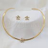 Collar y Dije 06.116.0146.1 Acero Inoxidable, Diseño de Flor, con Blanca Cristal, Pulido, Tono Dorado