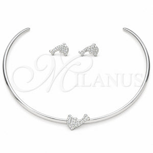 Collar y Dije 06.116.0147 Acero Inoxidable, Diseño de Delfín, con Cristal Blanca, Pulido, Rodinado