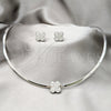 Collar y Dije 06.116.0148 Acero Inoxidable, Diseño de Flor, con Cristal Blanca, Pulido, Rodinado