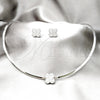 Collar y Dije 06.116.0148 Acero Inoxidable, Diseño de Flor, con Blanca Cristal, Pulido, Rodinado