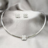 Collar y Dije 06.116.0148 Acero Inoxidable, Diseño de Flor, con Blanca Cristal, Pulido, Rodinado