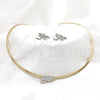 Collar y Dije 06.116.0151 Acero Inoxidable, Diseño de Libélula, con Blanca Cristal, Pulido, Tono Dorado
