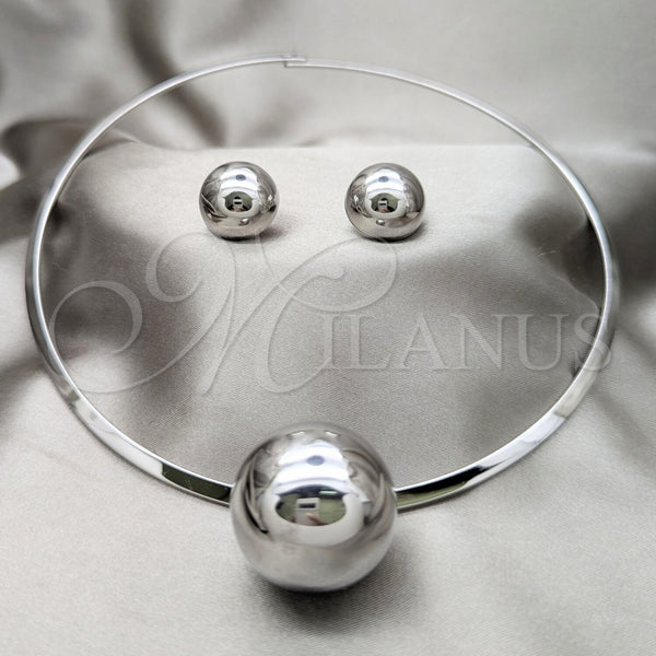 Collar y Dije 06.116.0152 Acero Inoxidable, Diseño de Bola, Pulido, Rodinado
