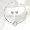 Collar y Dije 06.116.0154 Acero Inoxidable, con Blanca Cristal, Pulido, Tono Dorado