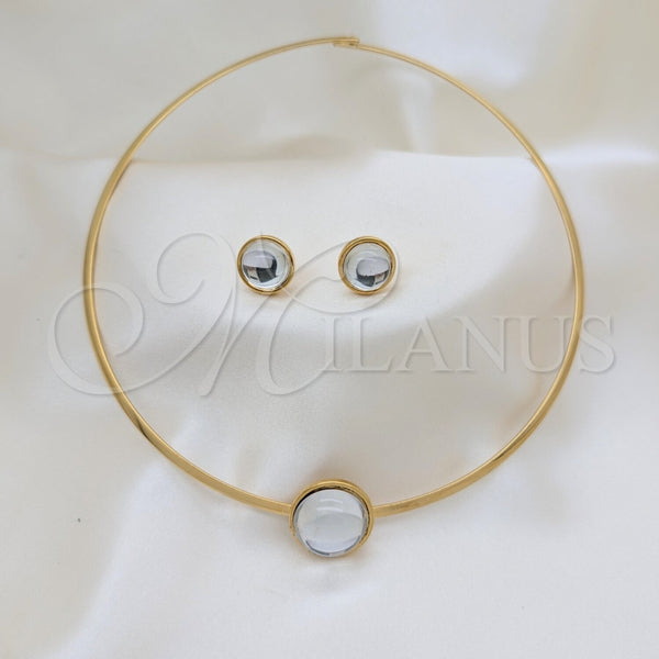 Collar y Dije 06.116.0154 Acero Inoxidable, con Blanca Cristal, Pulido, Tono Dorado