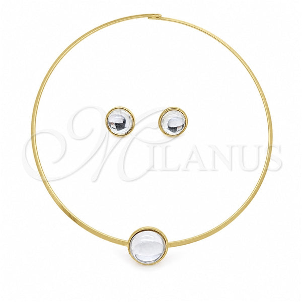 Collar y Dije 06.116.0154 Acero Inoxidable, con Blanca Cristal, Pulido, Tono Dorado