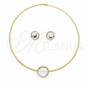 Collar y Dije 06.116.0154 Acero Inoxidable, con Blanca Cristal, Pulido, Tono Dorado
