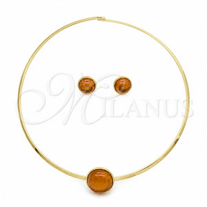 Collar y Dije 06.116.0154.1 Acero Inoxidable, con Rojo Naranja Cristal, Pulido, Tono Dorado