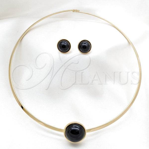 Collar y Dije 06.116.0154.2 Acero Inoxidable, con Negro Cristal, Pulido, Tono Dorado