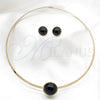 Collar y Dije 06.116.0154.2 Acero Inoxidable, con Negro Cristal, Pulido, Tono Dorado