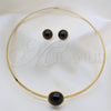 Collar y Dije 06.116.0154.2 Acero Inoxidable, con Negro Cristal, Pulido, Tono Dorado