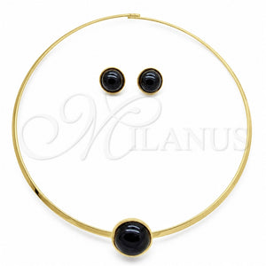 Collar y Dije 06.116.0154.2 Acero Inoxidable, con Negro Cristal, Pulido, Tono Dorado