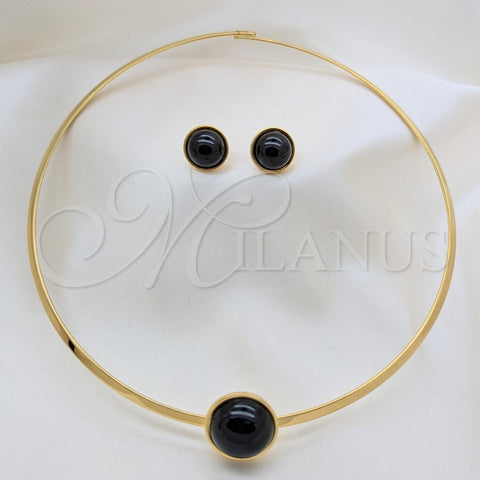 Collar y Dije 06.116.0154.2 Acero Inoxidable, con Negro Cristal, Pulido, Tono Dorado