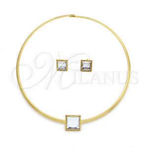 Collar y Dije 06.116.0155 Acero Inoxidable, con Blanca Cristal, Pulido, Tono Dorado
