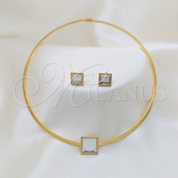 Collar y Dije 06.116.0155 Acero Inoxidable, con Blanca Cristal, Pulido, Tono Dorado