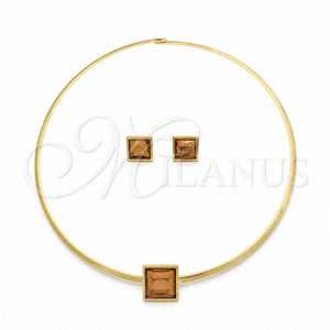 Collar y Dije 06.116.0155.1 Acero Inoxidable, con Rojo Naranja Cristal, Pulido, Tono Dorado